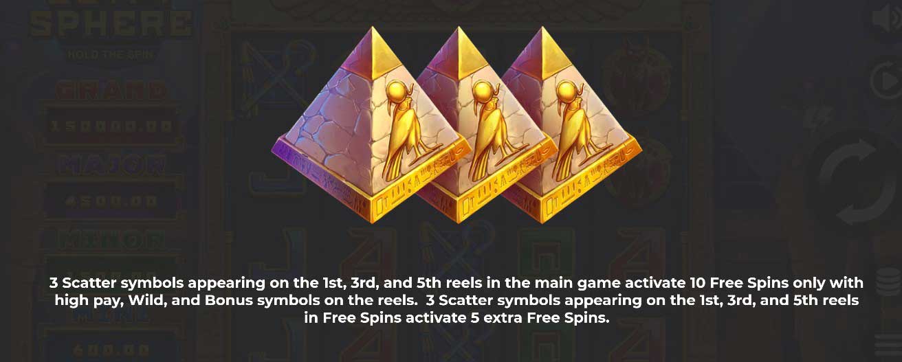 Egypt Sphere: Hold the Spin slot game 3 scatter symbols